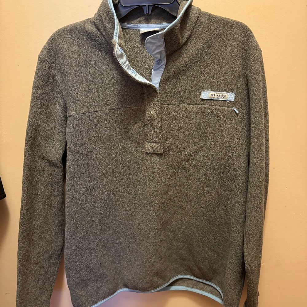Columbia Pfg 1/4 Snap Up Gray Fleece Pullover Women's XL Preowned